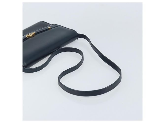 Borsa a Spalla in Pelle GUCCI Blu Navy Oro 406 004 2008 Auth am10743 D'oro - vista 7