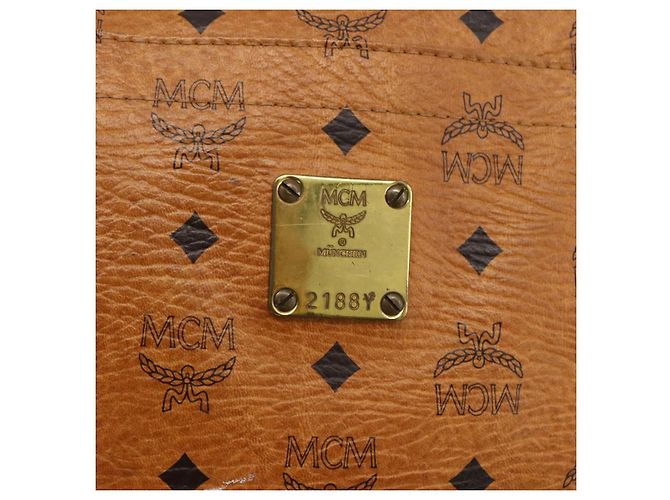 Borsa Tote MCM Logogram Vicetos PVC Marrone Oro Auth BA11113 D'oro - vista 12