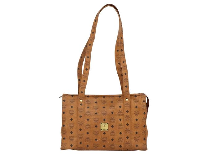 Borsa Tote MCM Logogram Vicetos PVC Marrone Oro Auth BA11113 D'oro - vista 13