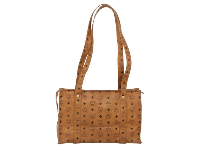 Borsa Tote MCM Logogram Vicetos PVC Marrone Oro Auth BA11113 D'oro - vista 2