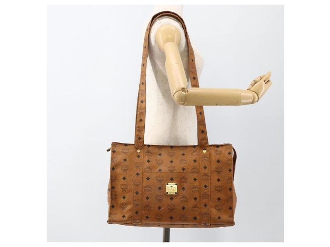 Borsa Tote MCM Logogram Vicetos PVC Marrone Oro Auth BA11113 D'oro - vista 22