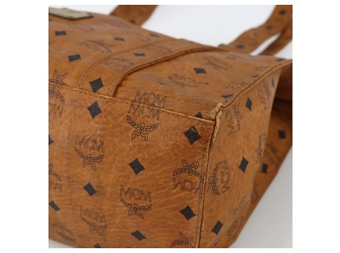 Borsa Tote MCM Logogram Vicetos PVC Marrone Oro Auth BA11113 D'oro - vista 9