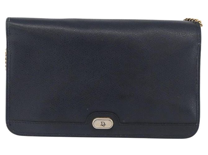 Borsa a spalla in pelle Christian Dior, blu navy, oro, autentica 172959 - vista 13
