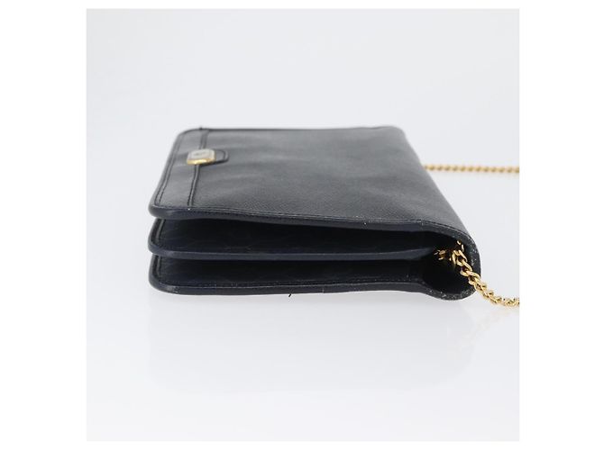 Borsa a spalla in pelle Christian Dior, blu navy, oro, autentica 172959 - vista 3