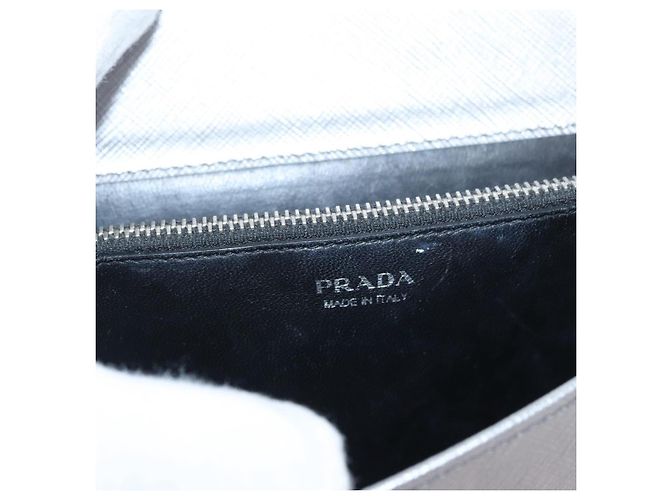 Saffiano Borsa a Spalla PRADA in Pelle Safiano Argento Auth bs33612 - vista 19