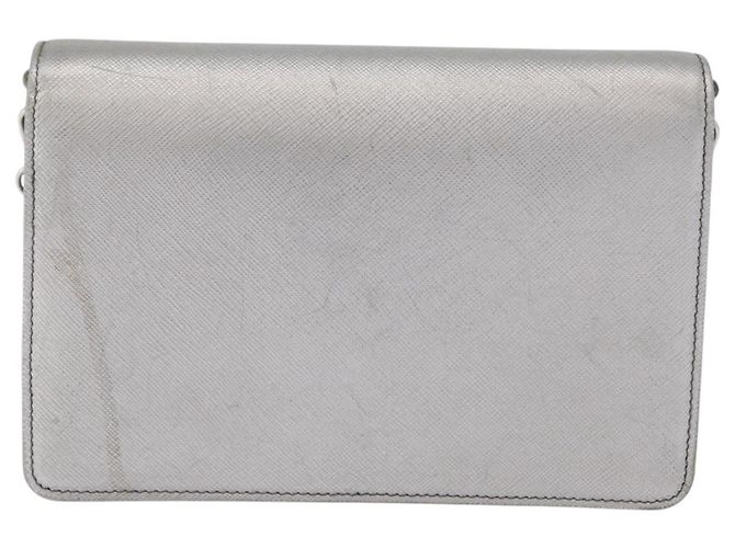 Saffiano Borsa a Spalla PRADA in Pelle Safiano Argento Auth bs33612 - vista 2
