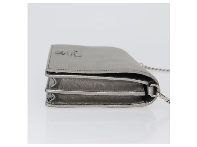 Saffiano Borsa a Spalla PRADA in Pelle Safiano Argento Auth bs33612 - vista 3