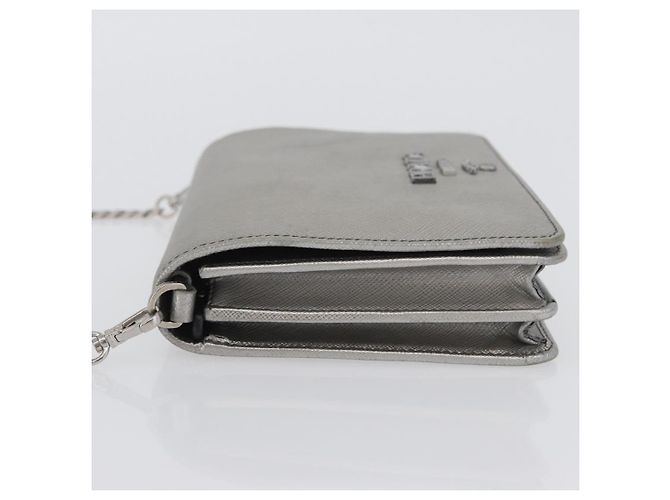 Saffiano Borsa a Spalla PRADA in Pelle Safiano Argento Auth bs33612 - vista 4