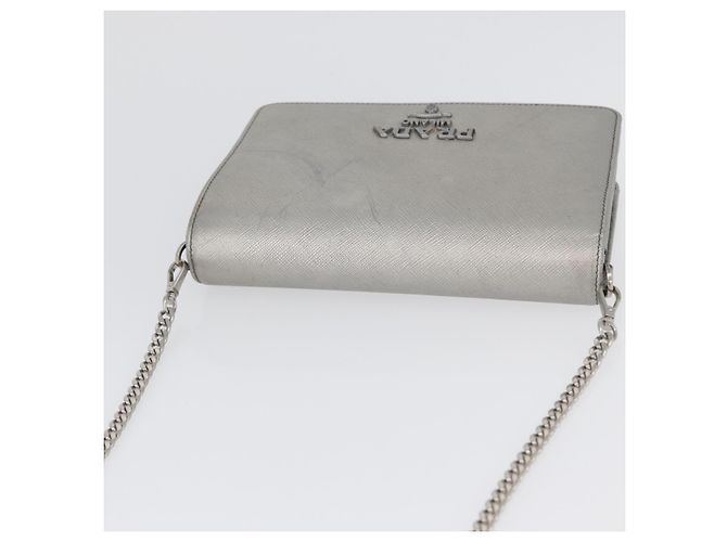 Saffiano Borsa a Spalla PRADA in Pelle Safiano Argento Auth bs33612 - vista 6