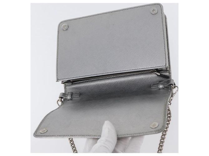 Saffiano Borsa a Spalla PRADA in Pelle Safiano Argento Auth bs33612 - vista 9