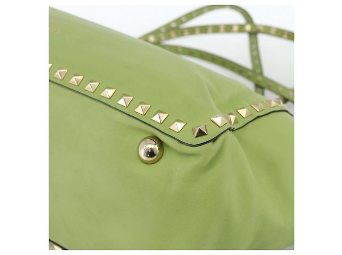 VALENTINO Rock Studs Tote Bag Leder Gold Hellgrün Auth BA11057 Golden - Ansicht 16