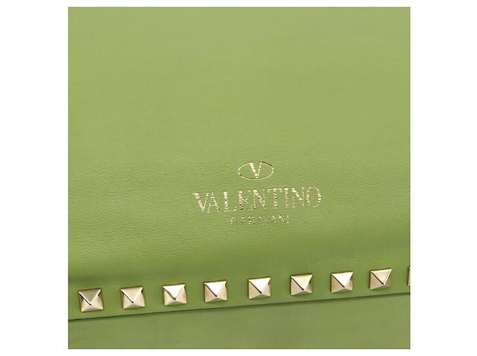 VALENTINO Rock Studs Tote Bag Leder Gold Hellgrün Auth BA11057 Golden - Ansicht 17