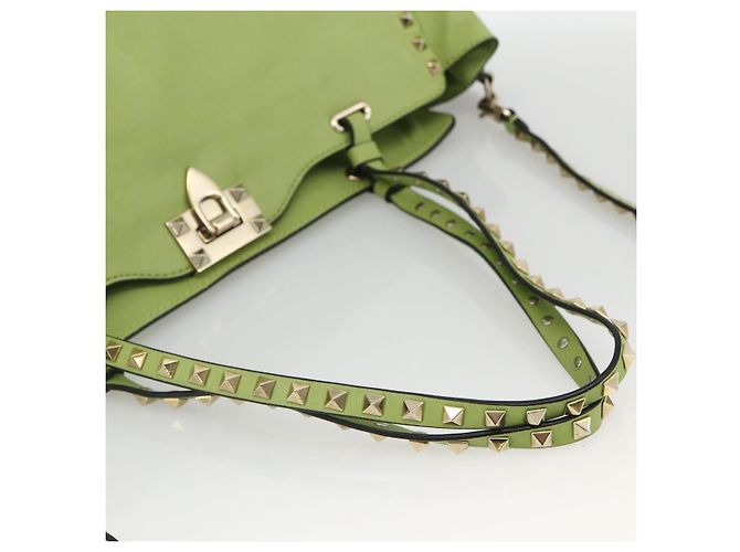 VALENTINO Rock Studs Tote Bag Leder Gold Hellgrün Auth BA11057 Golden - Ansicht 7