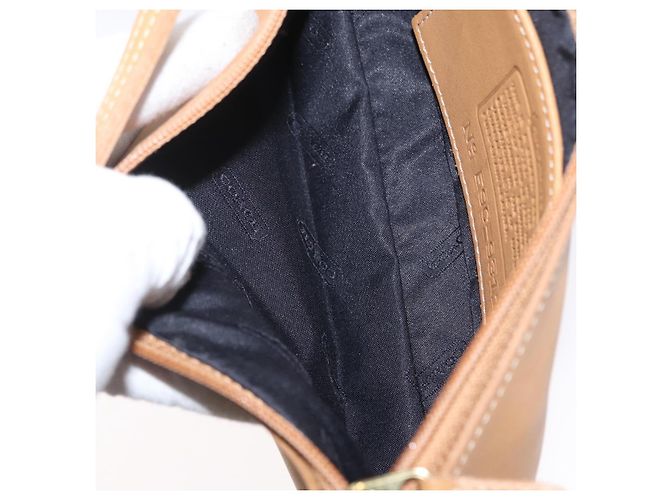 Bolsa de Mão Coach PVC Bege Ouro Auth 172805 Dourado - vista 11