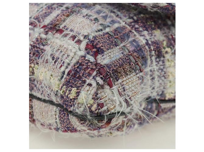 Borsa a Spalla Camelia con Catena CHANEL Tweed Viola Argento CC Auth LNZ320SAv Porpora - vista 16