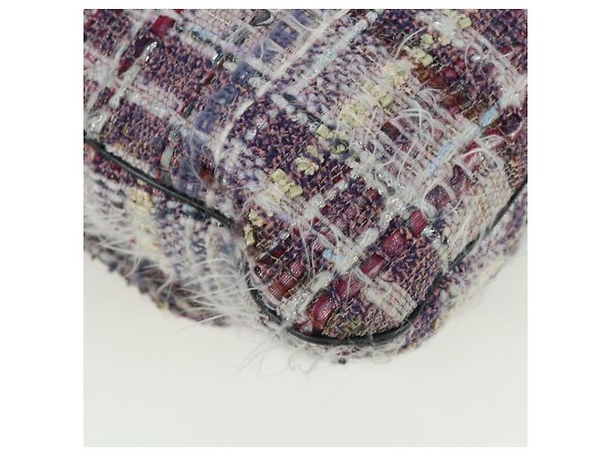 Borsa a Spalla Camelia con Catena CHANEL Tweed Viola Argento CC Auth LNZ320SAv Porpora - vista 17