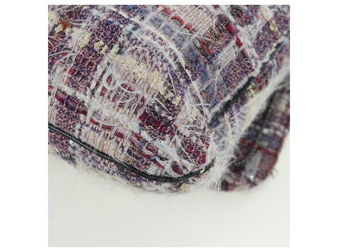 Borsa a Spalla Camelia con Catena CHANEL Tweed Viola Argento CC Auth LNZ320SAv Porpora - vista 18