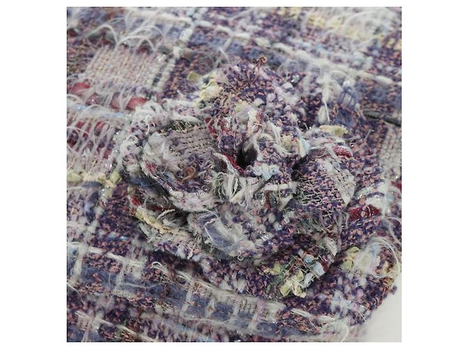 Borsa a Spalla Camelia con Catena CHANEL Tweed Viola Argento CC Auth LNZ320SAv Porpora - vista 19