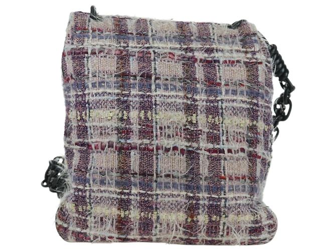 Borsa a Spalla Camelia con Catena CHANEL Tweed Viola Argento CC Auth LNZ320SAv Porpora - vista 2