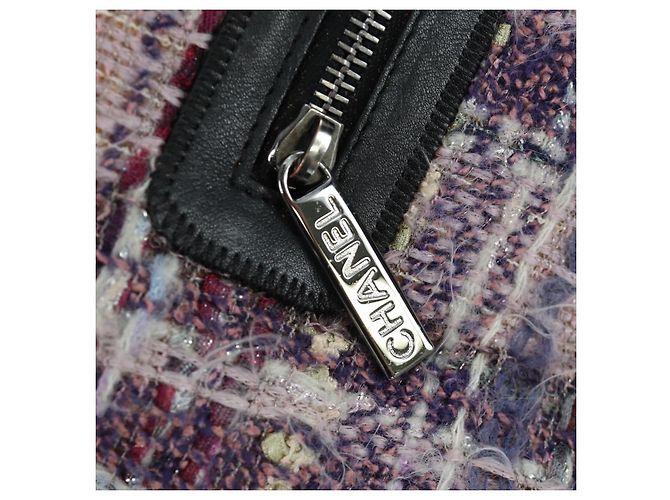 Borsa a Spalla Camelia con Catena CHANEL Tweed Viola Argento CC Auth LNZ320SAv Porpora - vista 20