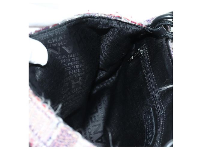 Borsa a Spalla Camelia con Catena CHANEL Tweed Viola Argento CC Auth LNZ320SAv Porpora - vista 24