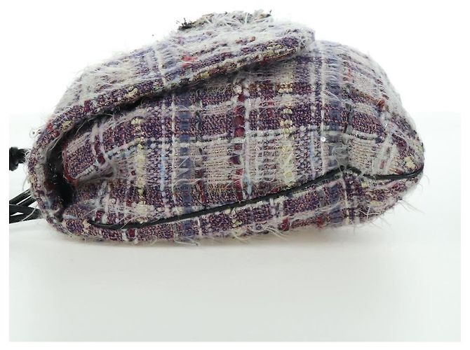 Borsa a Spalla Camelia con Catena CHANEL Tweed Viola Argento CC Auth LNZ320SAv Porpora - vista 3