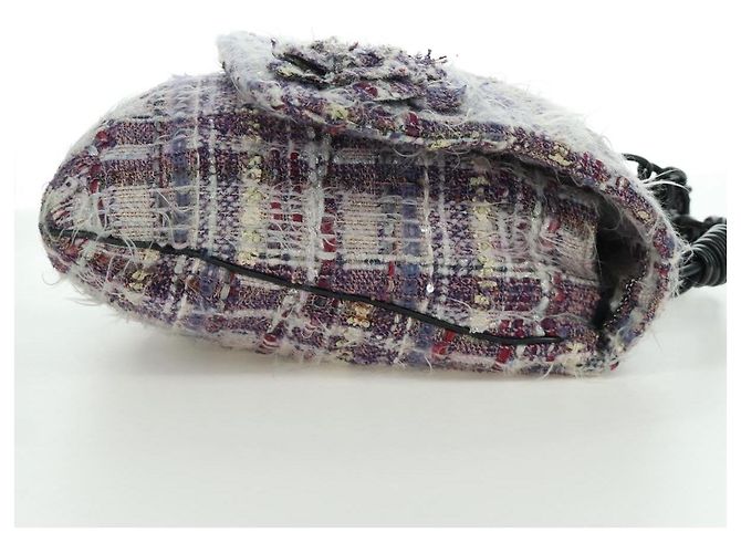 Borsa a Spalla Camelia con Catena CHANEL Tweed Viola Argento CC Auth LNZ320SAv Porpora - vista 4