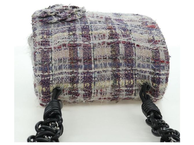 Borsa a Spalla Camelia con Catena CHANEL Tweed Viola Argento CC Auth LNZ320SAv Porpora - vista 6