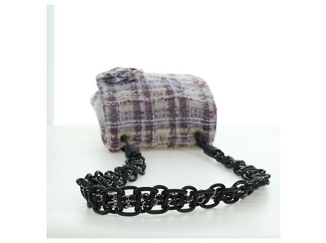 Borsa a Spalla Camelia con Catena CHANEL Tweed Viola Argento CC Auth LNZ320SAv Porpora - vista 7