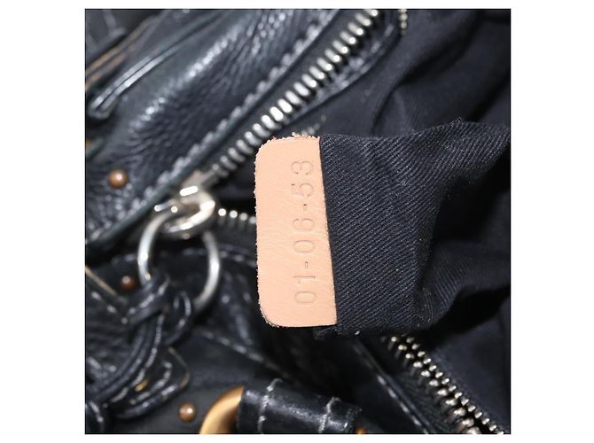 Chloé Borsa a mano Chloe Paddington in pelle nera oro argento Auth am10875SAV Nero D'oro - vista 11