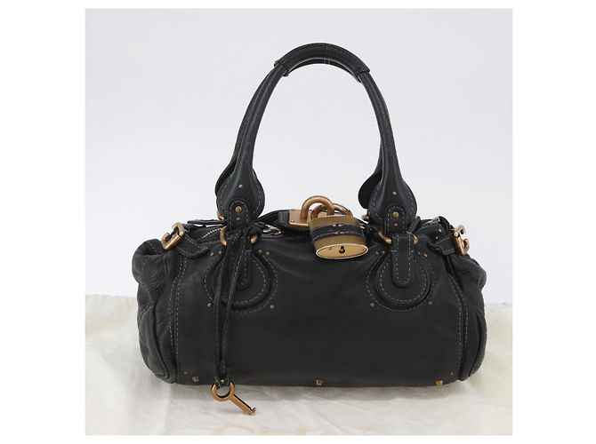Chloé Borsa a mano Chloe Paddington in pelle nera oro argento Auth am10875SAV Nero D'oro - vista 12