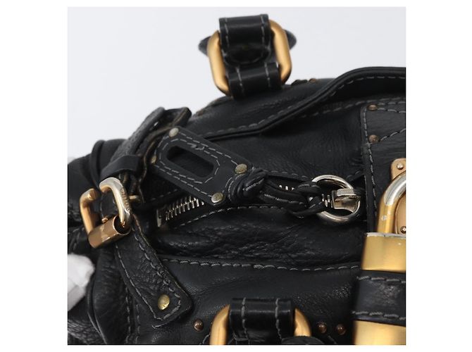 Chloé Borsa a mano Chloe Paddington in pelle nera oro argento Auth am10875SAV Nero D'oro - vista 19