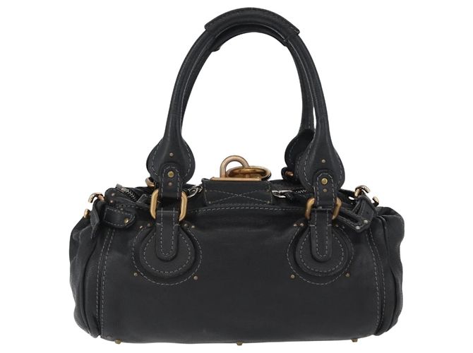 Chloé Borsa a mano Chloe Paddington in pelle nera oro argento Auth am10875SAV Nero D'oro - vista 2