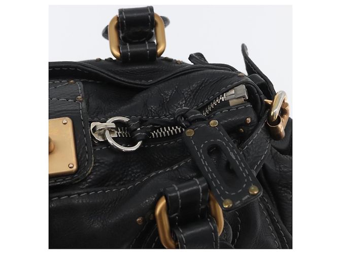 Chloé Borsa a mano Chloe Paddington in pelle nera oro argento Auth am10875SAV Nero D'oro - vista 20