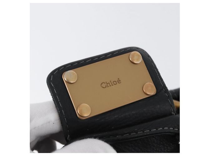 Chloé Borsa a mano Chloe Paddington in pelle nera oro argento Auth am10875SAV Nero D'oro - vista 21
