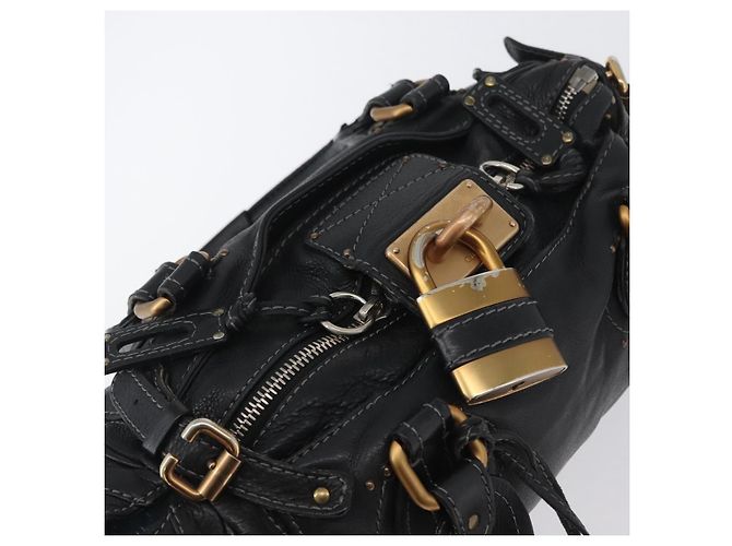 Chloé Borsa a mano Chloe Paddington in pelle nera oro argento Auth am10875SAV Nero D'oro - vista 6
