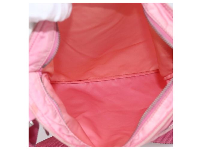 Borsa a Spalla PRADA in Nylon e Pelle Rosa Argento Auth LNZ333 - vista 11