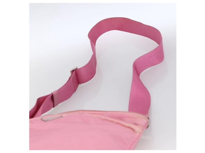 Borsa a Spalla PRADA in Nylon e Pelle Rosa Argento Auth LNZ333 - vista 14