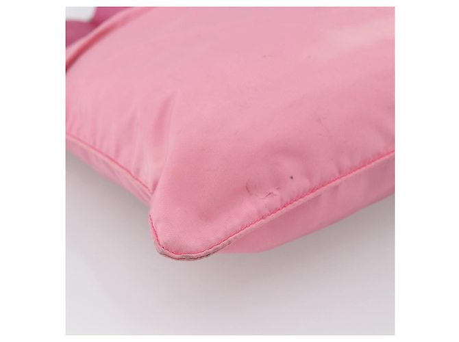 Borsa a Spalla PRADA in Nylon e Pelle Rosa Argento Auth LNZ333 - vista 15