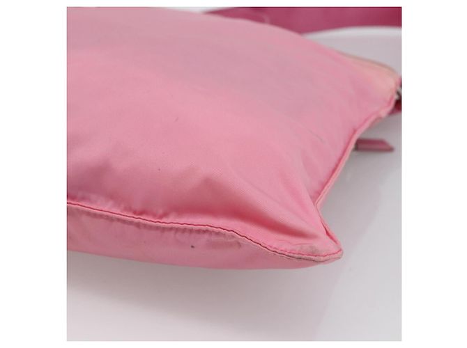 Borsa a Spalla PRADA in Nylon e Pelle Rosa Argento Auth LNZ333 - vista 16