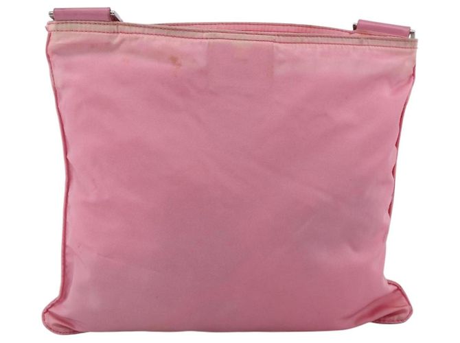 Borsa a Spalla PRADA in Nylon e Pelle Rosa Argento Auth LNZ333 - vista 2