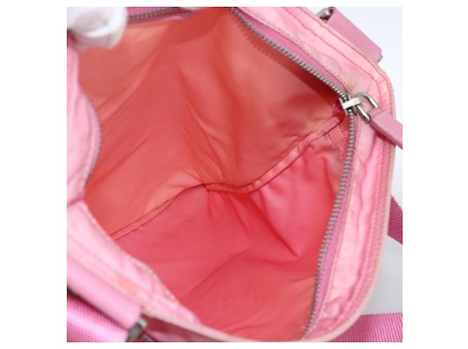 Borsa a Spalla PRADA in Nylon e Pelle Rosa Argento Auth LNZ333 - vista 20