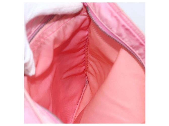 Borsa a Spalla PRADA in Nylon e Pelle Rosa Argento Auth LNZ333 - vista 21