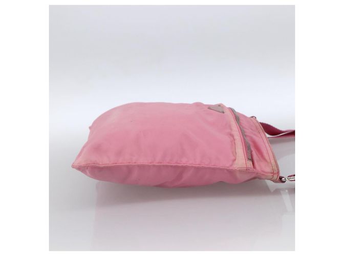 Borsa a Spalla PRADA in Nylon e Pelle Rosa Argento Auth LNZ333 - vista 4