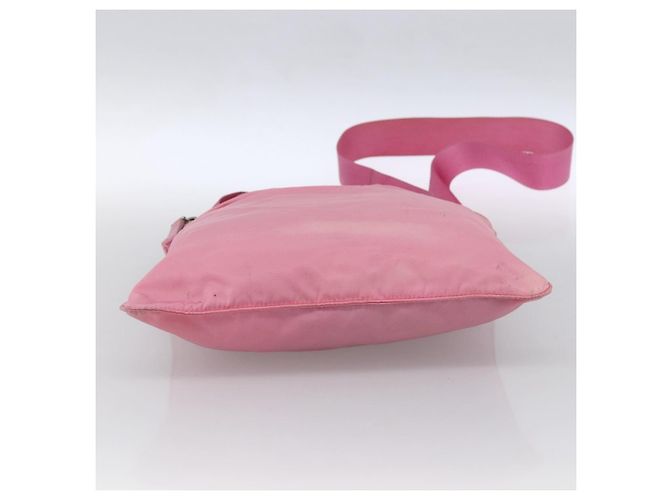 Borsa a Spalla PRADA in Nylon e Pelle Rosa Argento Auth LNZ333 - vista 5