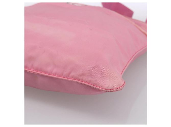 Borsa a Spalla PRADA in Nylon e Pelle Rosa Argento Auth LNZ333 - vista 8