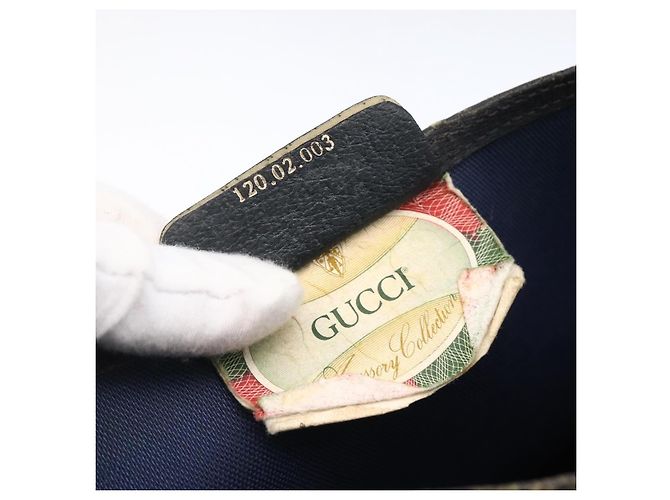 GUCCI GG Supreme Sherry Line Tote Bag PVC Navy Gold 120 02 003 Auth bs33609 Golden Navy blue - view 12