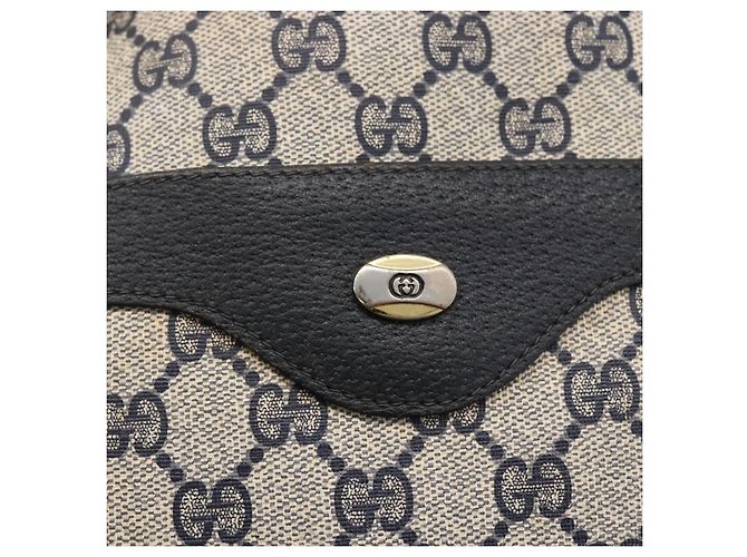 GUCCI GG Supreme Sherry Line Tote Bag PVC Navy Gold 120 02 003 Auth bs33609 Golden Navy blue - view 17