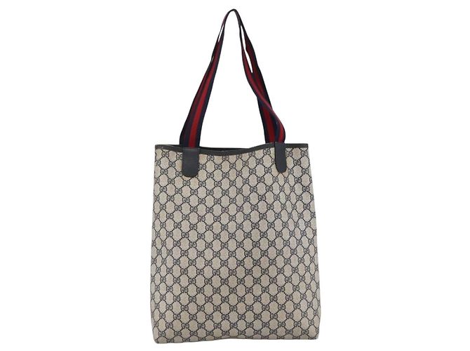 GUCCI GG Supreme Sherry Line Tote Bag PVC Navy Gold 120 02 003 Auth bs33609 Golden Navy blue - view 2