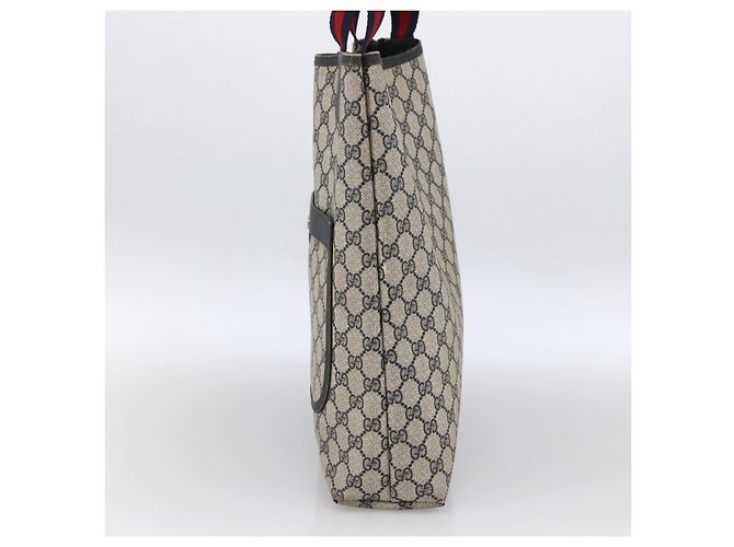 GUCCI GG Supreme Sherry Line Tote Bag PVC Navy Gold 120 02 003 Auth bs33609 Golden Navy blue - view 4